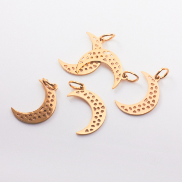 Zawieszka ze stali chirurgicznej księżyc w kolorze złotym 14mm