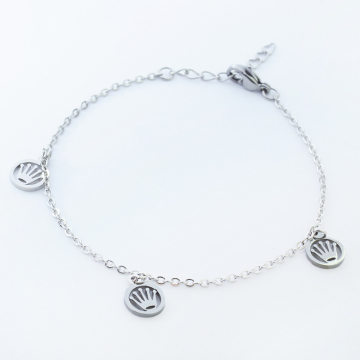 Bransoletka ze stali chirurgicznej korona w kółku w kolorze srebrnym 19cm