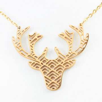 Naszyjnik ze stali chirurgicznej  jeleń w kolorze złotym 48cm