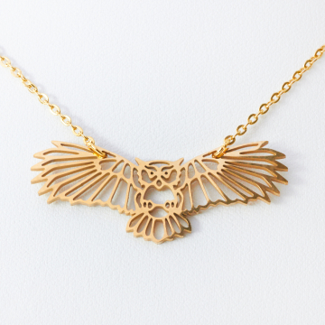 Naszyjnik ze stali chirurgicznej sowa w kolorze złotym 47cm