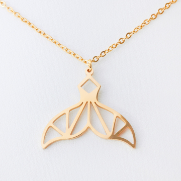 Naszyjnik ze stali chirurgicznej ogon syreny w kolorze złotym 45cm