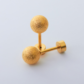 Kolczyki kulki diamentowe ze stali chirurgicznej w kolorze złotym 6mm