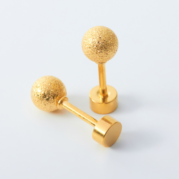 Kolczyki kulki diamentowe ze stali chirurgicznej w kolorze złotym 5mm