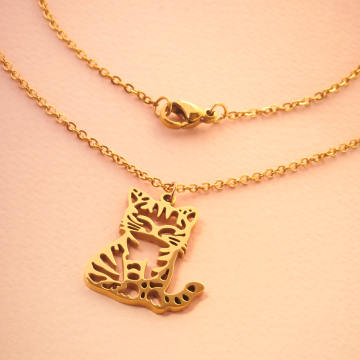 Naszyjnik ze stali chirurgicznej kotek w kolorze złotym 45cm