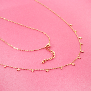 Naszyjnik z mini zawieszkami ze stali chirurgicznej róża wiatrów w kolorze złotym 40cm