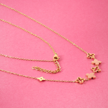 Naszyjnik z mini zawieszkami ze stali chirurgicznej krzyże w kolorze złotym 40cm