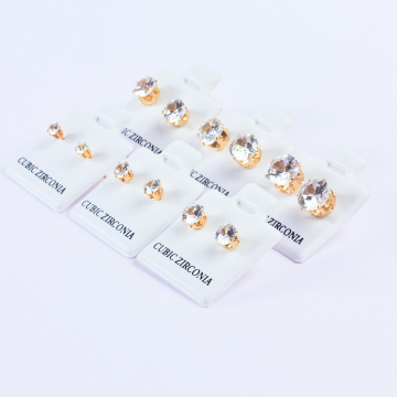 Zestaw kolczyków ze stali chirurgicznej z cyrkonią okrągłe ( 6 rozmiarów) w kolorze złotym 3-8mm