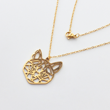 Naszyjnik ze stali chirurgicznej kotek origami w kolorze złotym 45cm