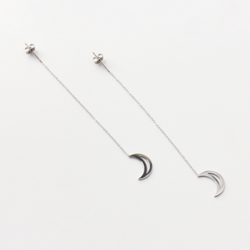 Kolczyki wiszące ze stali chirurgicznej księżyce w kolorze srebrnym 15cm