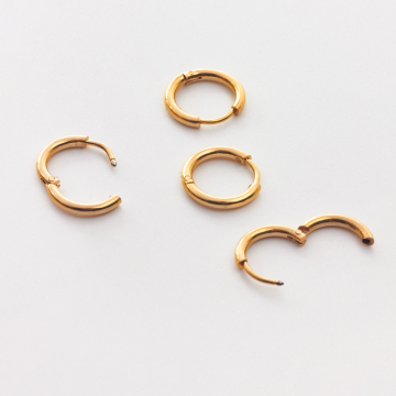 Kolczyki koła ze stali chirurgicznej w kolorze złotym 14mm