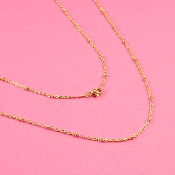 Łańcuszek ze stali chirurgicznej z oponkami w kolorze złotym 71cm