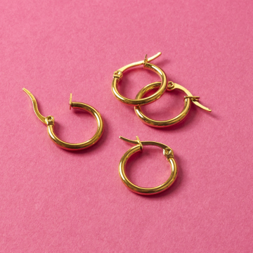 Kolczyki koła ze stali chirurgicznej w kolorze złotym 16mm