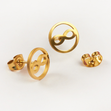 Kolczyki ze stali chirurgicznej nieskończoność w kółku w kolorze złotym 9,7mm