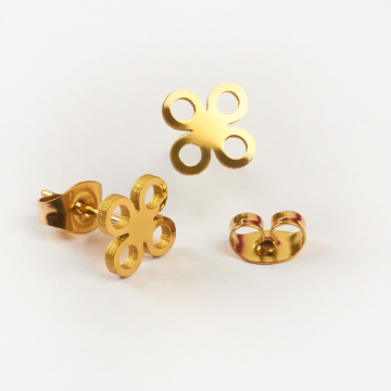 Kolczyki ze stali chirurgicznej cztery kółka w kolorze złotym 7,4mm