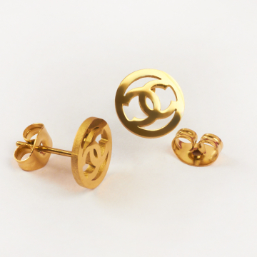 Kolczyki ze stali chirurgicznej wzorek w kolorze złotym 8mm