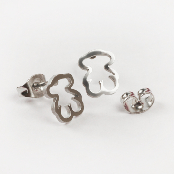 Kolczyki ze stali chirurgicznej miś w kolorze srebrnym 8x6,5mm