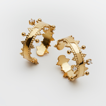 Pierścionek ze stali chirurgicznej z cyrkoniami w kolorze złotym 18mm