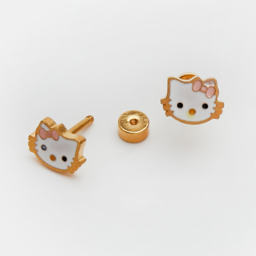 Kolczyki sztyfty dziecięce ze stali chirurgicznej Hello Kitty w kolorze złotym 6mm
