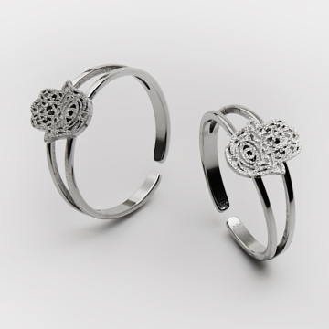 Pierścionek regulowany ze stali chirurgicznej z ręką fatimy w kolorze srebrnym 20mm