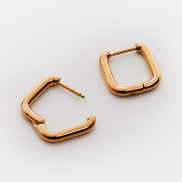 Kolczyki kajdanki ze stali chirurgicznej kwadraty okrągłe w kolorze złotym 15,5-14,5mm