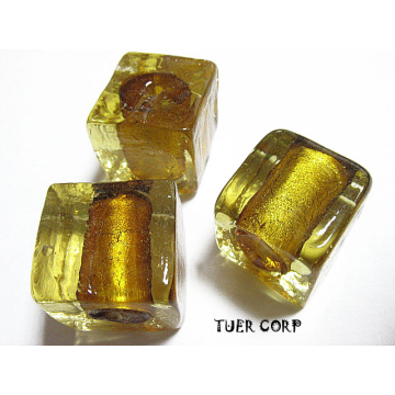 Szkło weneckie kostka złota 15mm