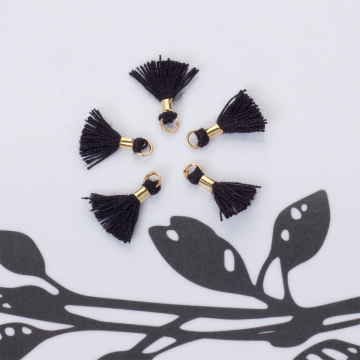 Mini chwosty w złotym okuciu czarny 11mm