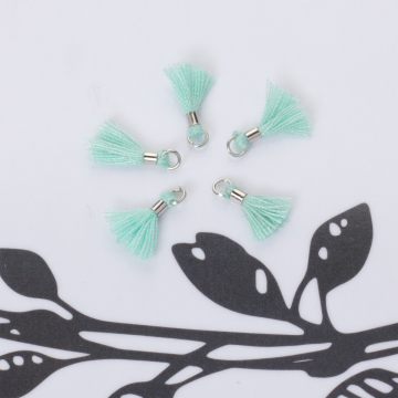 Mini chwosty w srebrnym okuciu miętowy 10mm