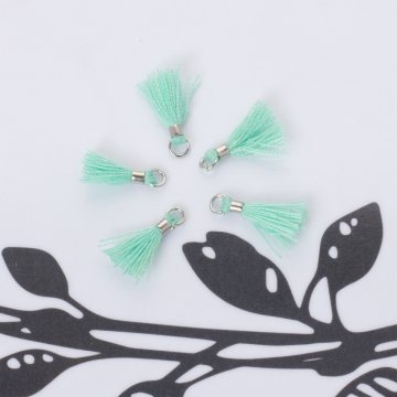 Mini chwosty w srebrnym okuciu turkusowy 10mm