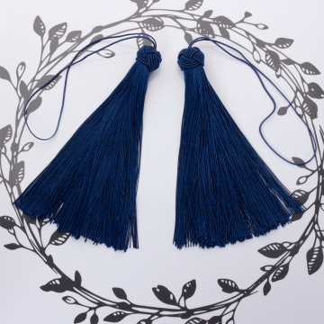 Chwosty z czapeczką ozdobną granatowy 15cm