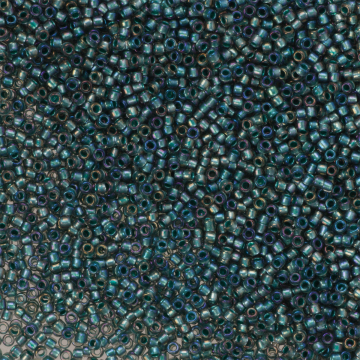 Koraliki TOHO Round 15/0 Inside-Color Crystal/Prairie Green Lined