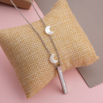 Naszyjnik ze stali chirurgicznej z masą perłową