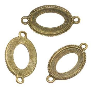 Baza zawieszki zdobiona do wklejania kaboszonów antyczna 22x17mm