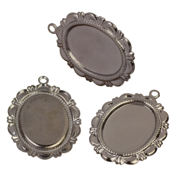 Baza zawieszki zdobiona do wklejania kaboszonów oksydowana 25x20mm