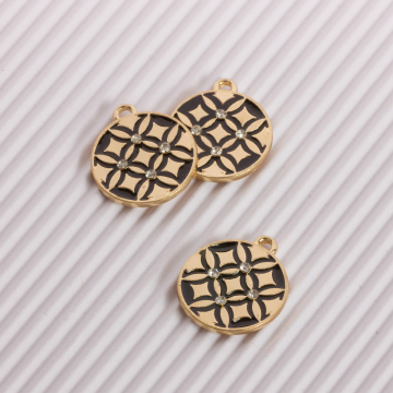 Zawieszka emaliowana romby z kryształkami czarny 18mm