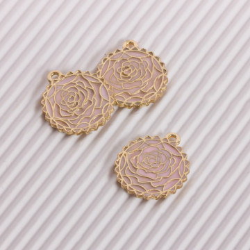Zawieszka emaliowana róża  różowy 20mm