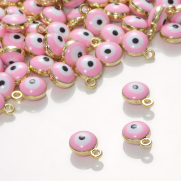 Zawieszka emaliowana oczko różowe  7mm