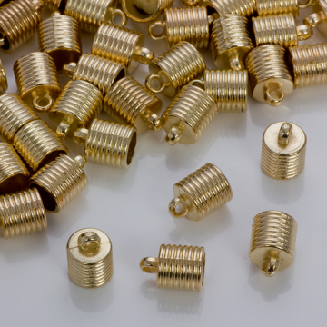 Rowkowane końcówki do rzemieni i sznurków w złotym kolorze 10mm