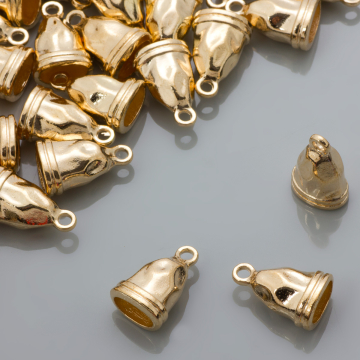 Końcówki gniecione płaskie stożki gold color 9x5mm