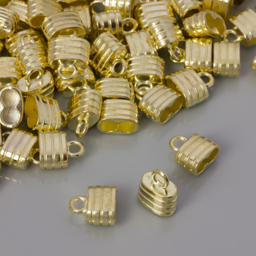 Końcówka do rzemieni z dwoma dziurkami pasy light gold 9x4,5mm