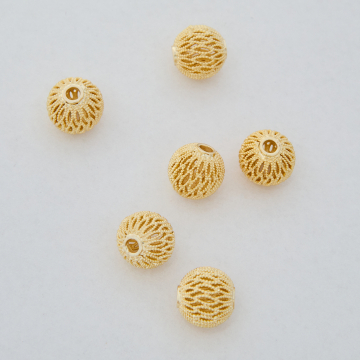 Kulki ażurowe z mosiądzu w kolorze złotym 10mm