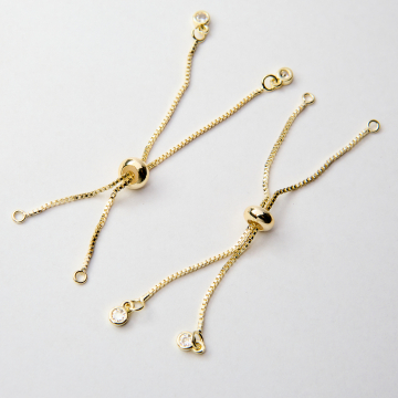 Baza bransoletki ze stoperem silikonowym z mosiądzu w kolorze złotym 7,5cm