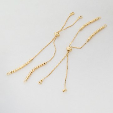 Baza bransoletki ze stoperem silikonowym i kuleczkami z mosiądzu w kolorze złotym 12cm