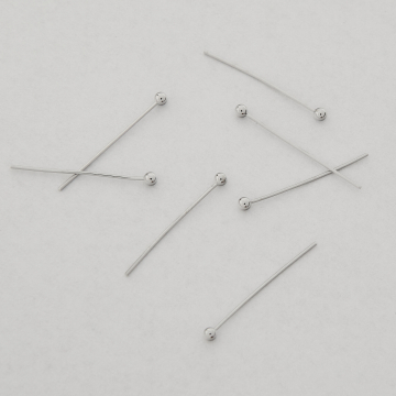 Szpilki z okrągłą główką z mosiądzu w kolorze srebrnym 20x0,45mm