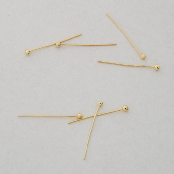 Szpilki z okrągłą główką z mosiądzu w kolorze złotym 20x0,45mm
