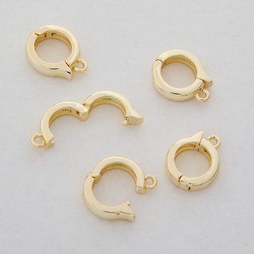 Zapięcie ozdobne zatrzaskowe do pereł z mosiądzu w kolorze złotym 11x14mm