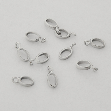 Krawatka owalna do naszyjników z mosiądzu w kolorze srebrnym 8x3,5mm