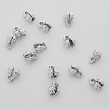 Końcówki kuleczki ozdobne zaciskowe do naszyjników z mosiądzu w kolorze srebrnym 0,8mm