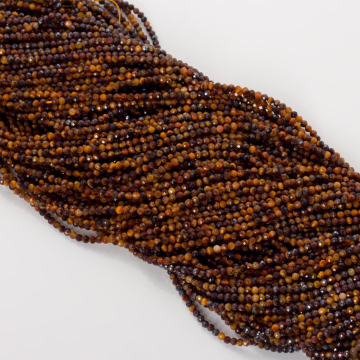 Tygrysie oko kulka fasetowana 2mm - na sznurze