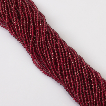 Rubin syntetyczny kulka fasetowana 3mm - na sznurze