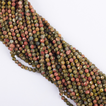 Unakit kulka fasetowana 4mm - na sznurze
